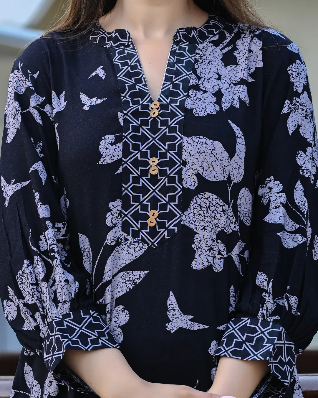 Black Bold Floral Printed Co-ords Set - Image 3