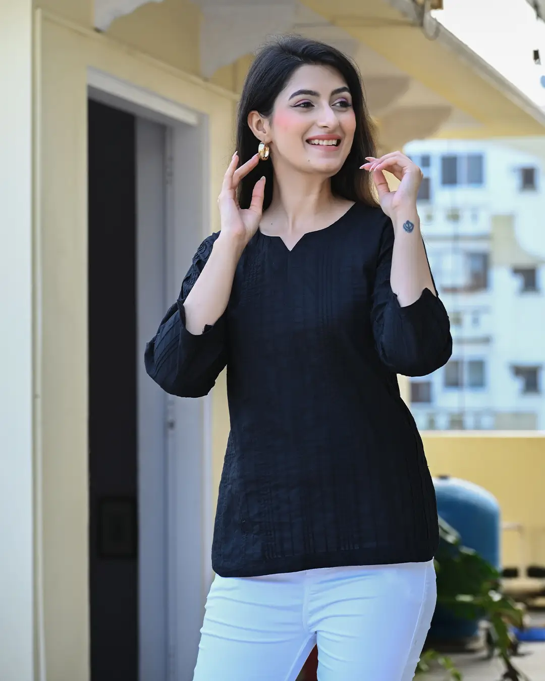 Black Everyday Cotton Kurti - Image 6