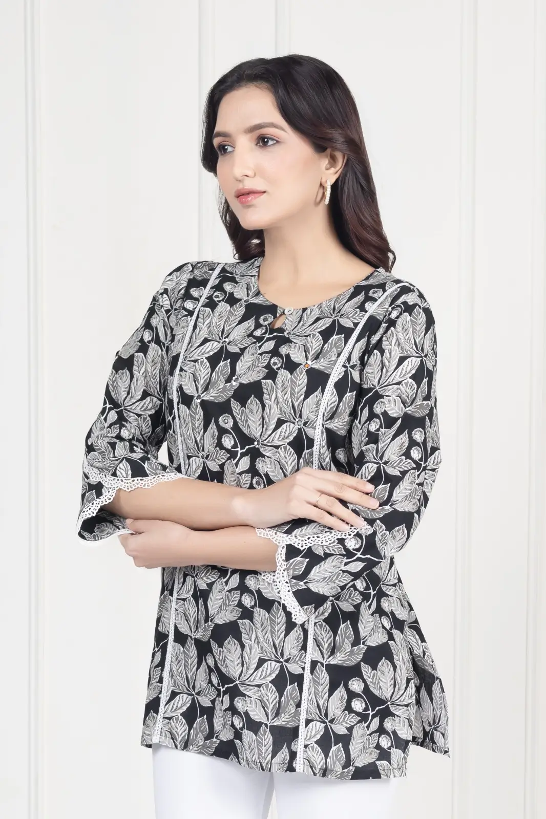 Black Leaf Short Kurti - Image 6