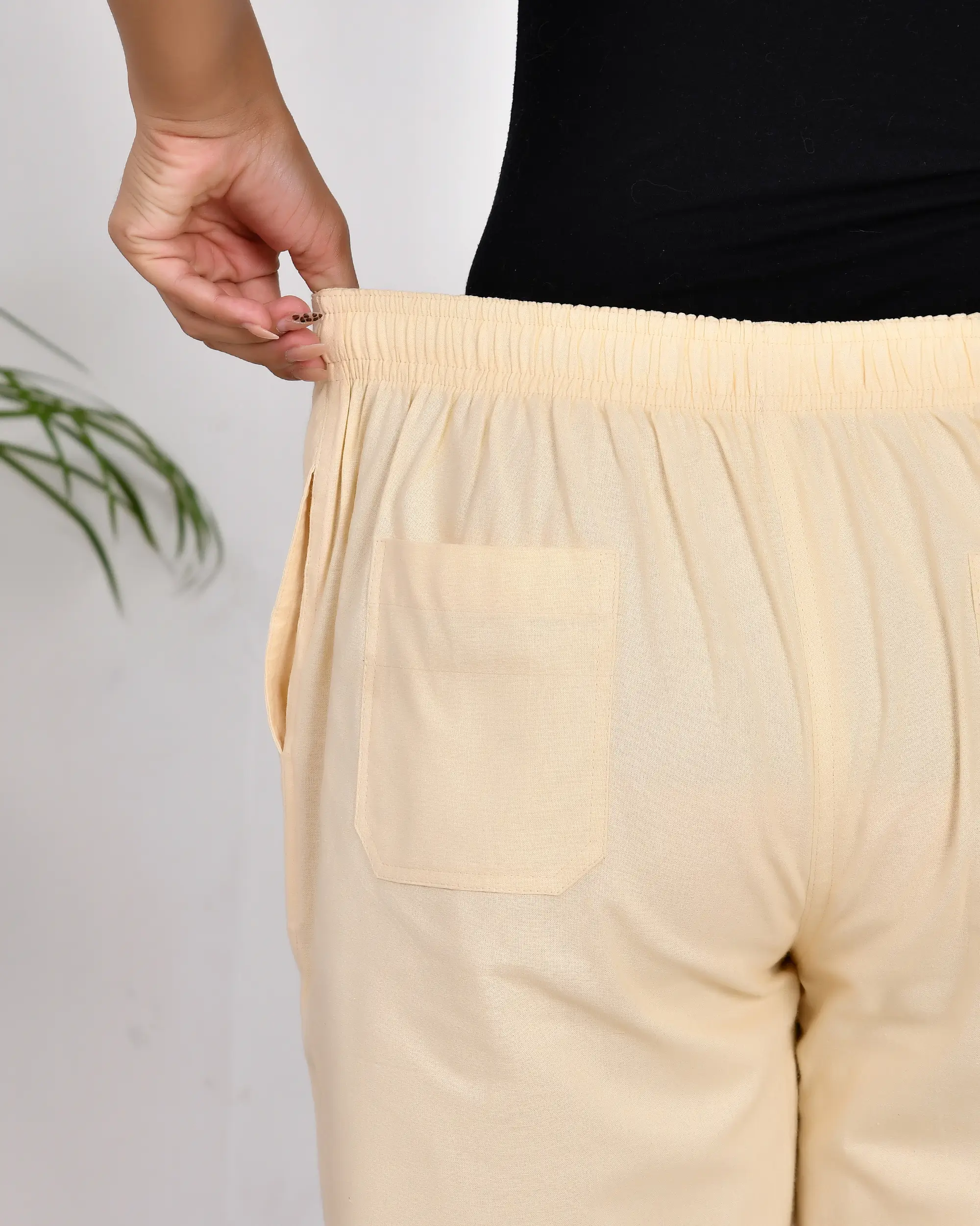 Off White Solid Straight Pants - Image 12