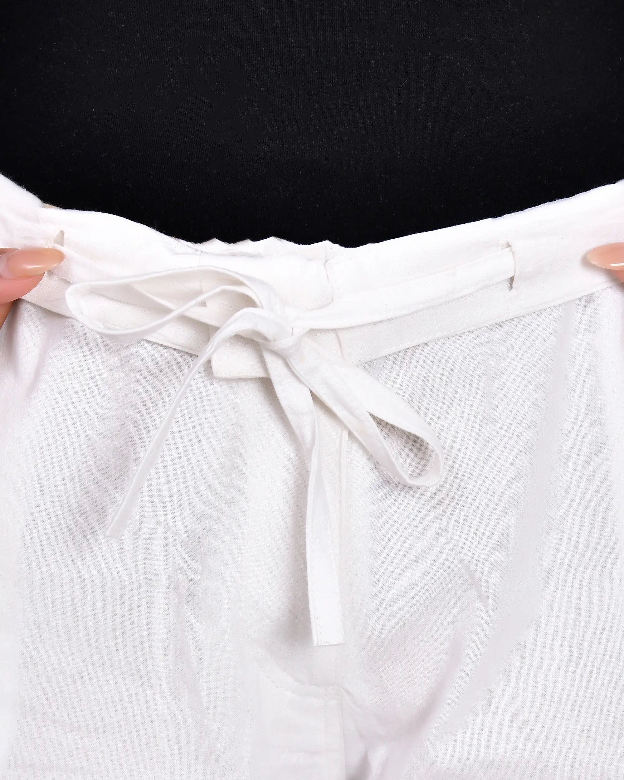 White Solid Straight Pants - Image 13