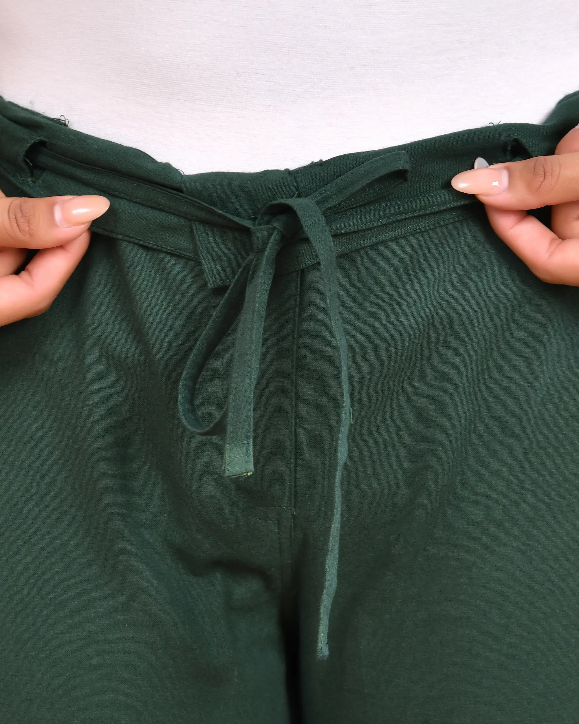 Bottle Green Solid Straight Pants - Image 13