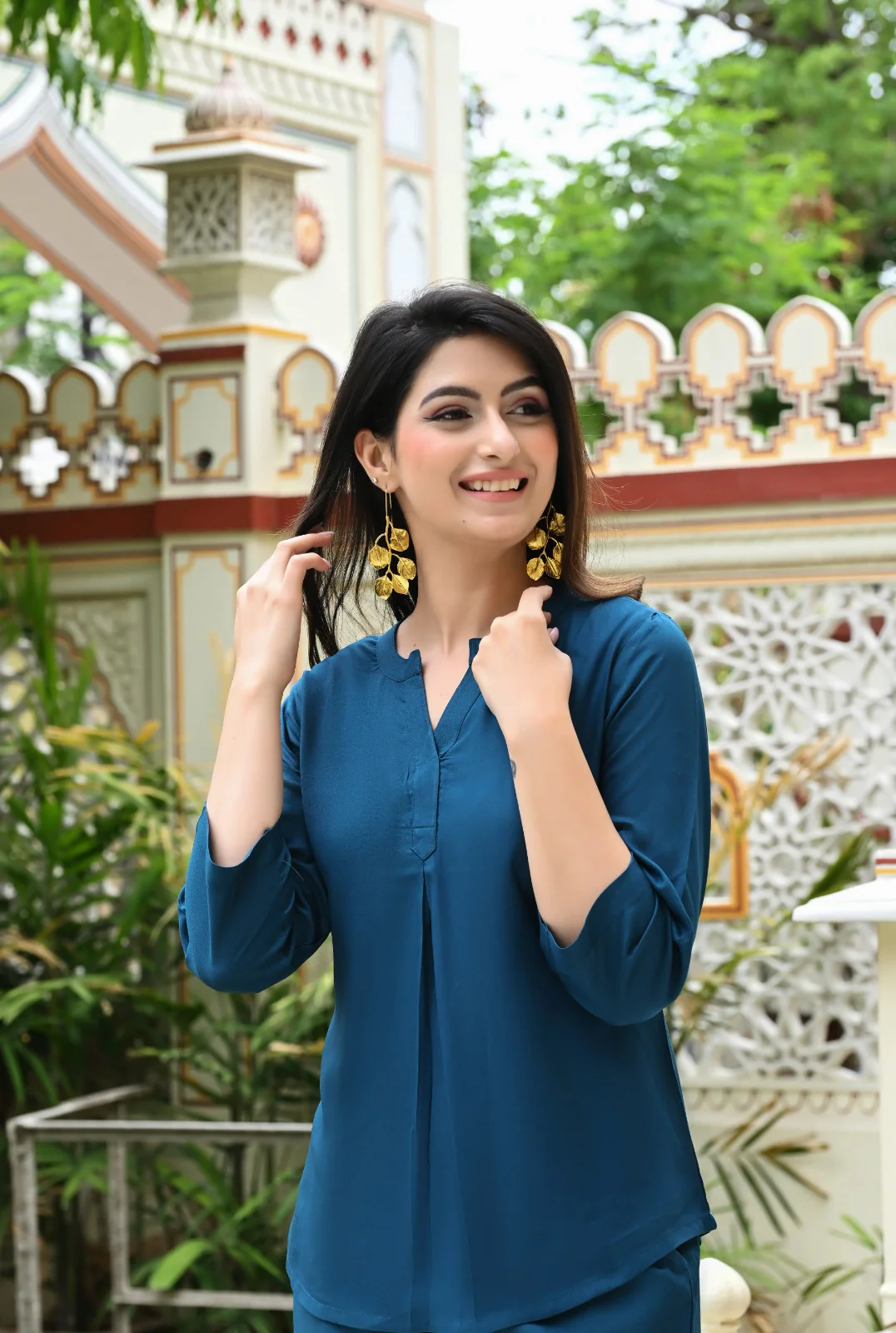 Crystal Teal Blue Viscose co-ord set - Image 8