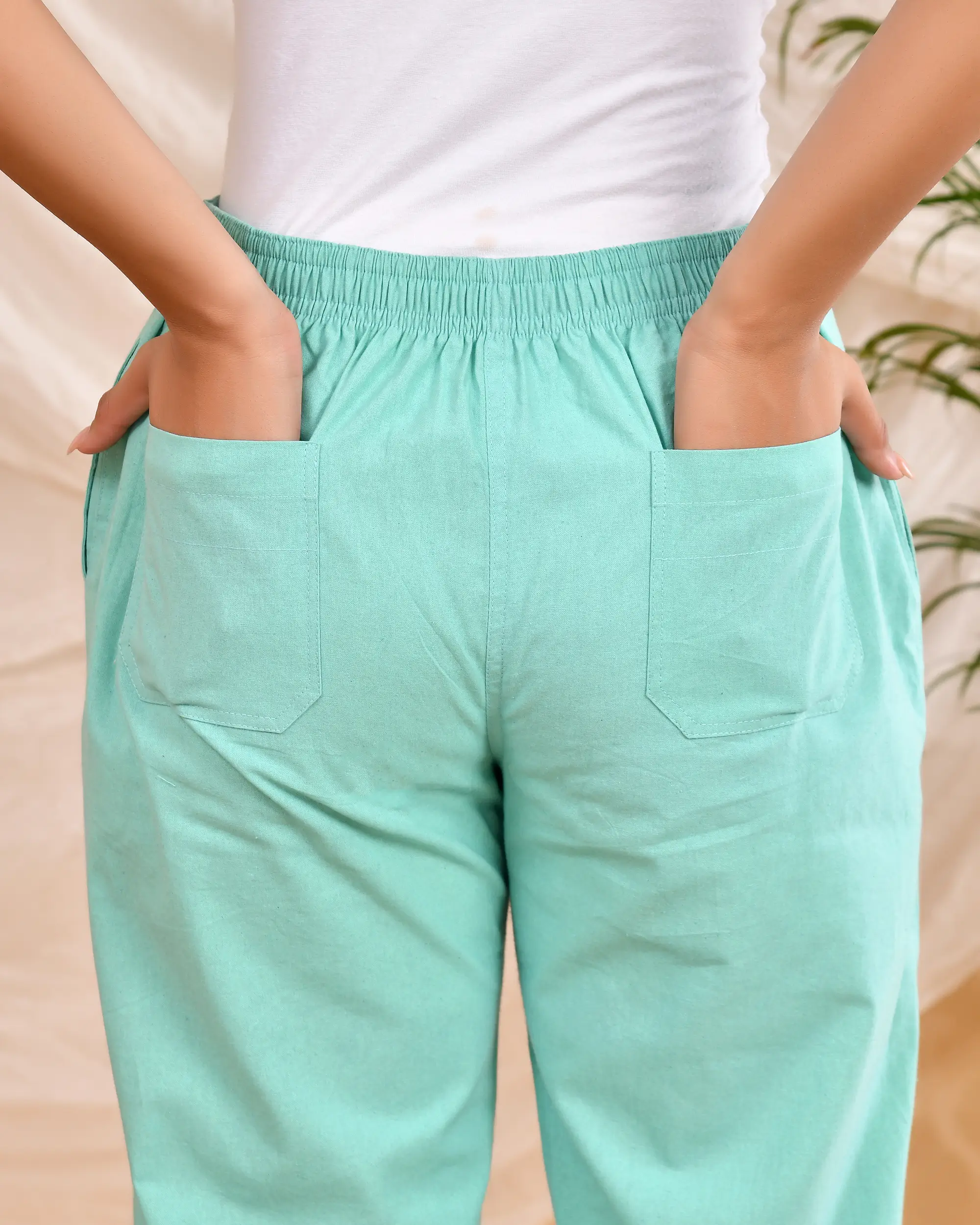 Turquiose Solid Straight Pants - Image 10