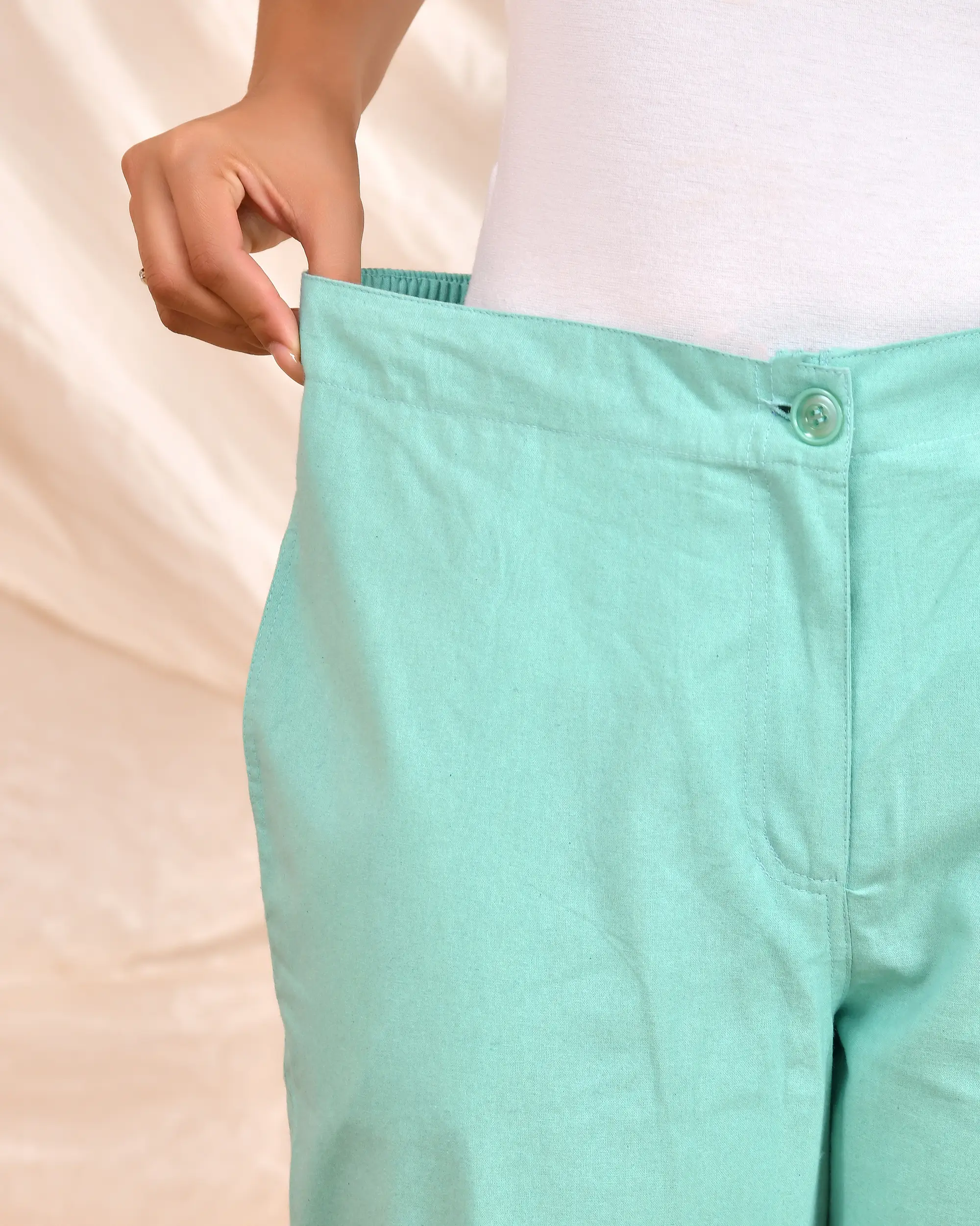 Turquiose Solid Straight Pants - Image 12