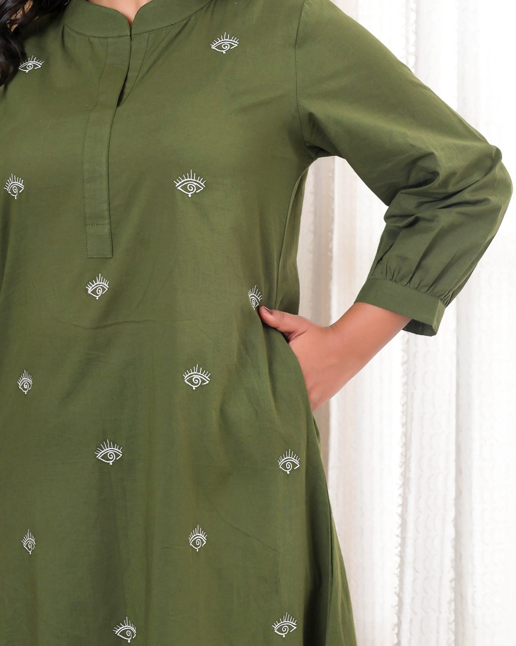 Forest Green Base With Delicate With Floral Embroidery - Image 10