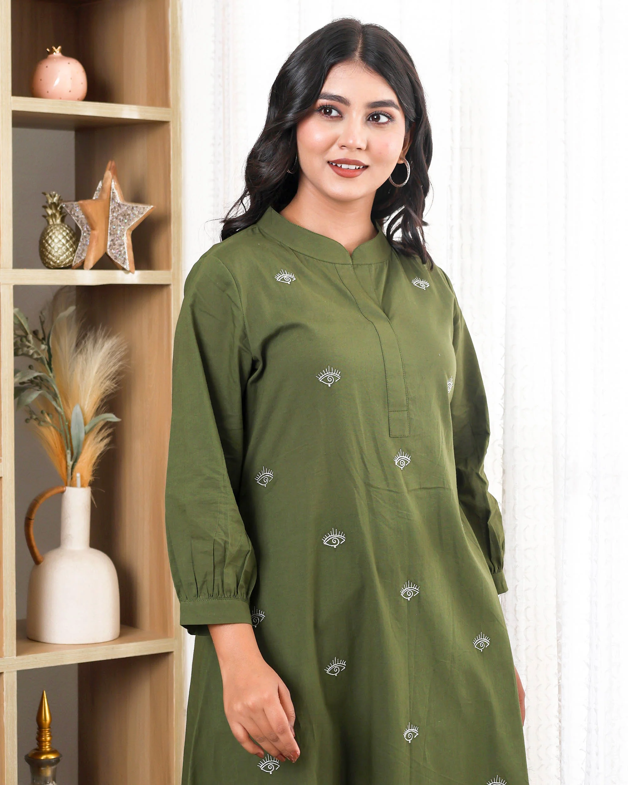 Forest Green Base With Delicate With Floral Embroidery - Image 5