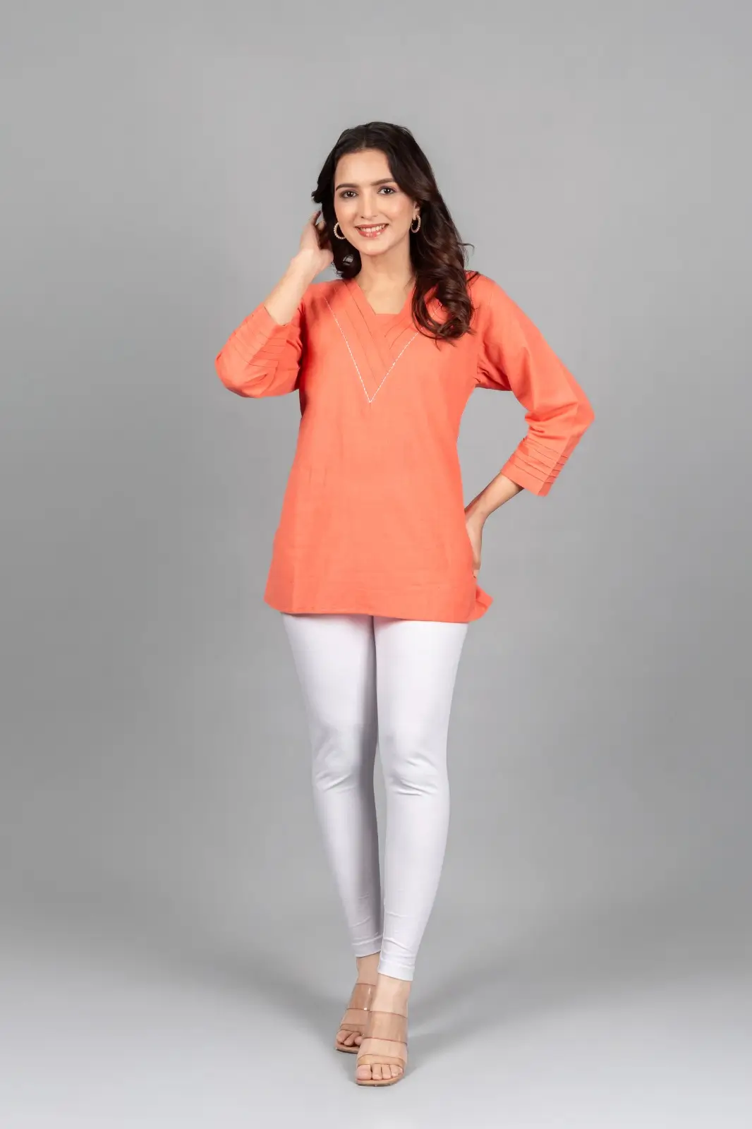 Georgia Peach Solid Straight Kurti - Image 6