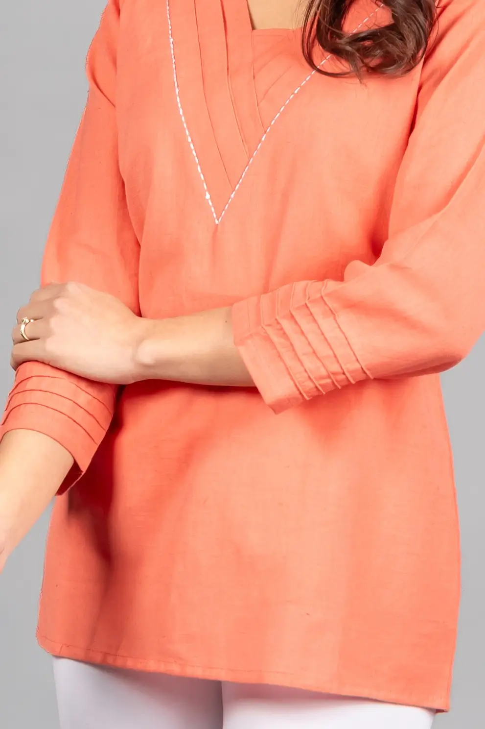 Georgia Peach Solid Straight Kurti - Image 7