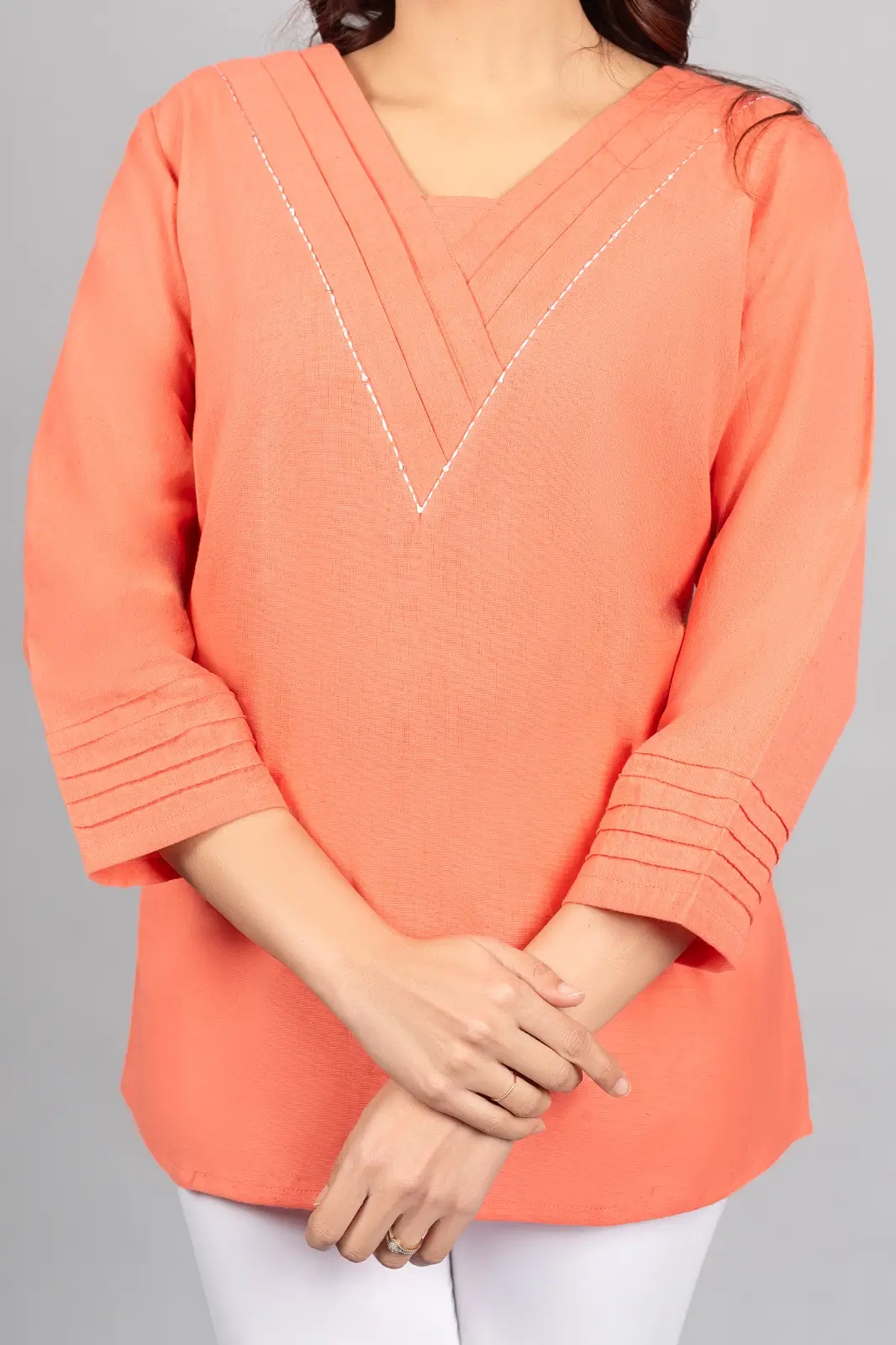 Georgia Peach Solid Straight Kurti - Image 9