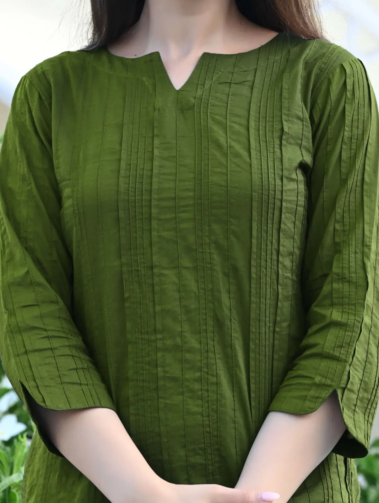 Green Everyday Cotton Kurti - Image 3