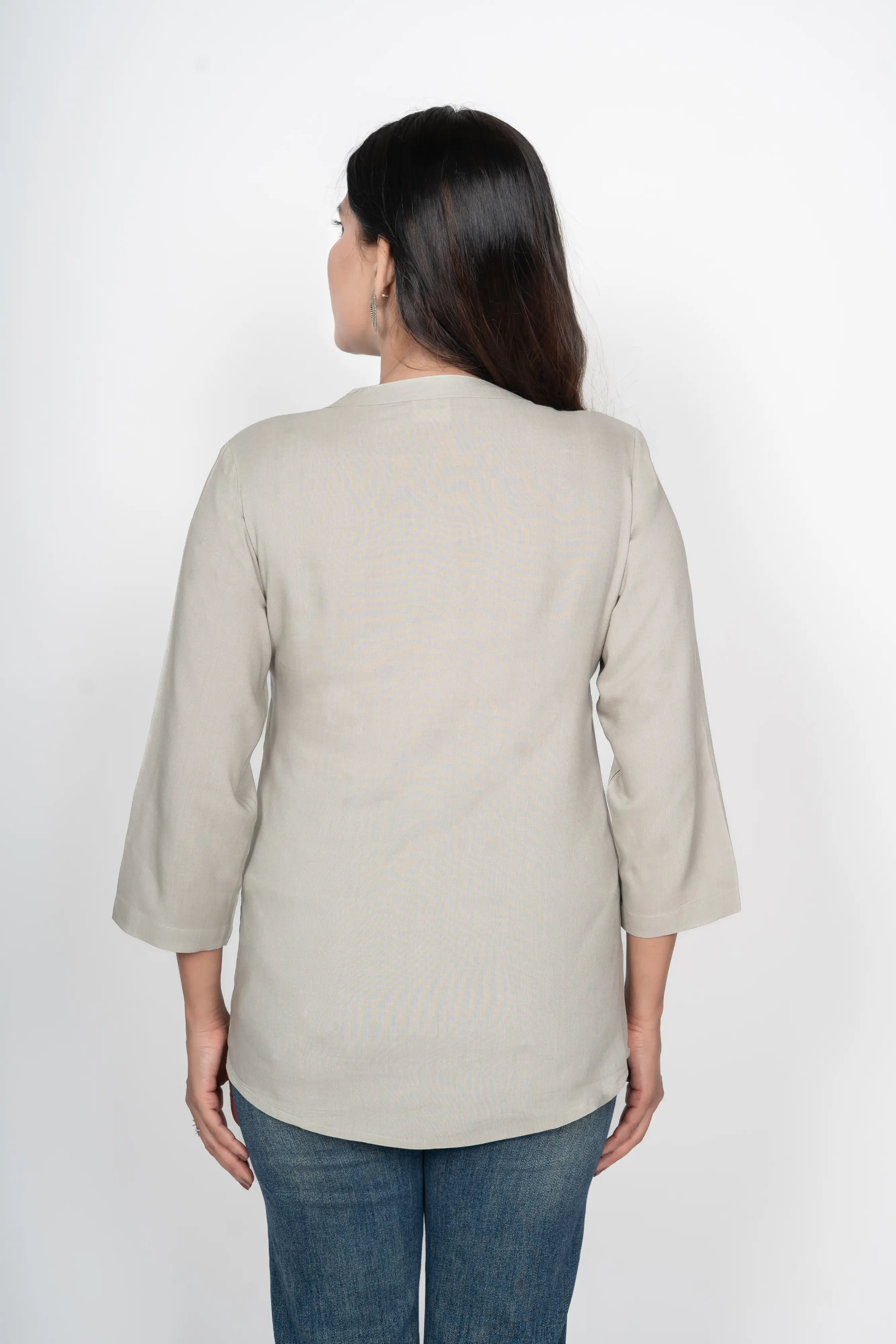 Grey Viscose Pleated Top - Image 4