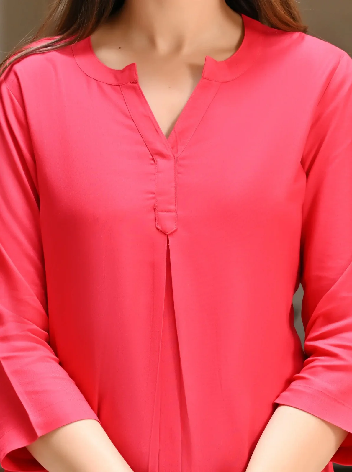 Hot Pink Viscose Pleated Top - Image 3