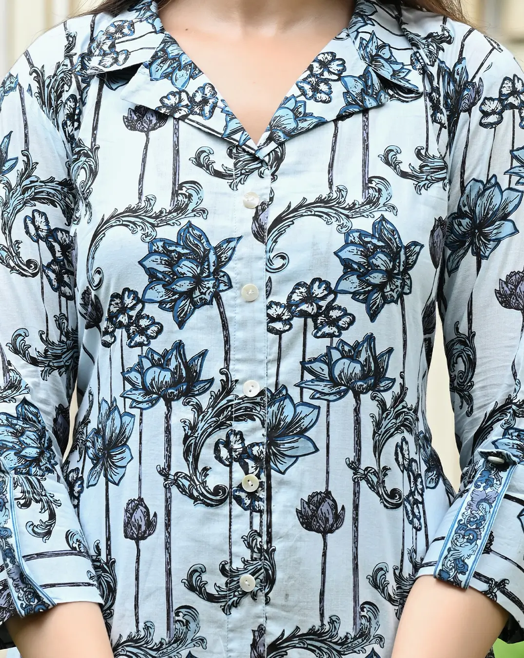 Lotus Printed Cotton Co - ords Set - Image 3