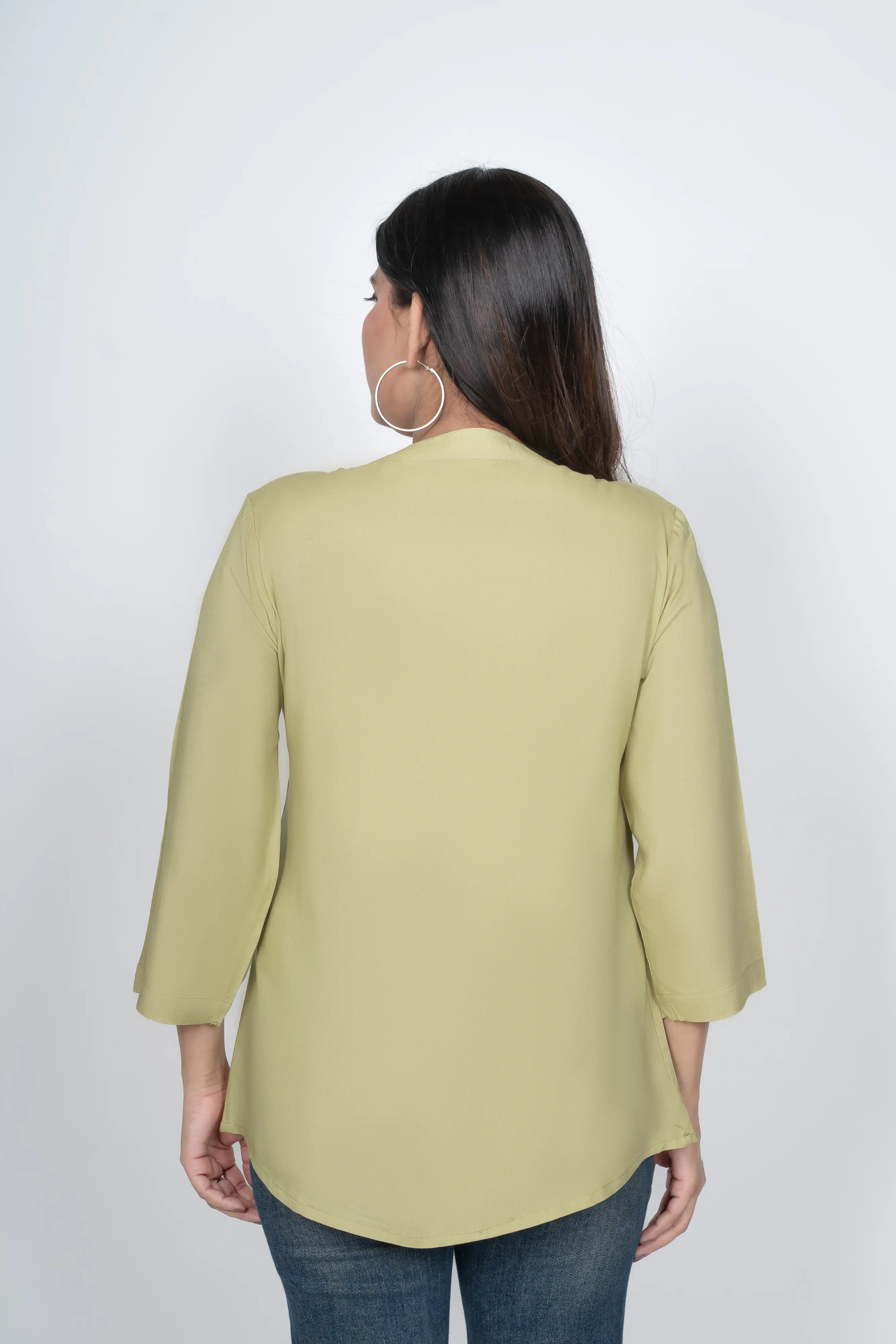 Olive Green Viscose Pleated Top - Image 4