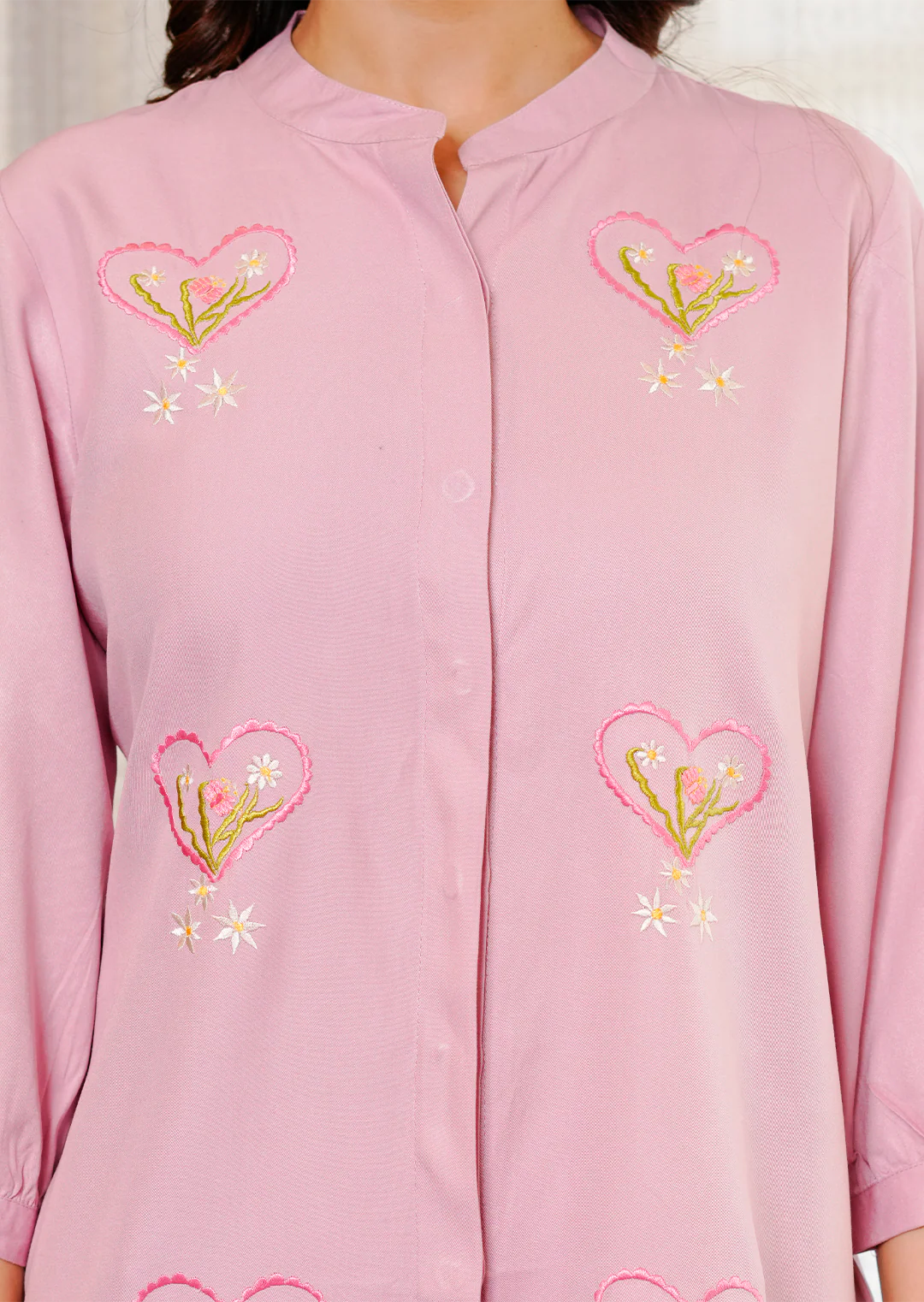 Orchid Pink Floral Embroidered Co-ords Set - Image 3