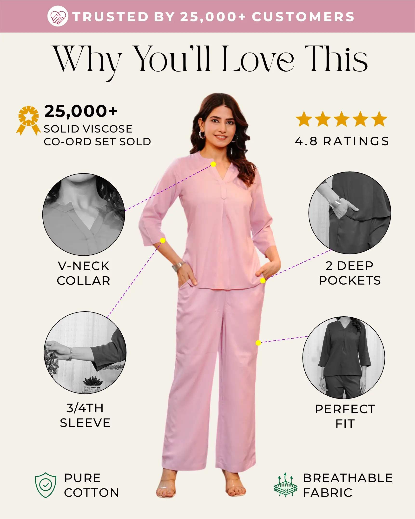 Orchid pink Viscose co-ord set - Image 2