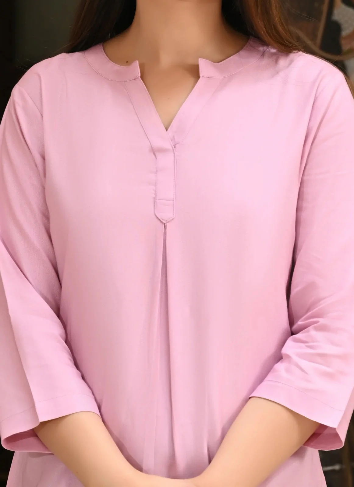Orchid Pink Viscose Pleated Top - Image 3