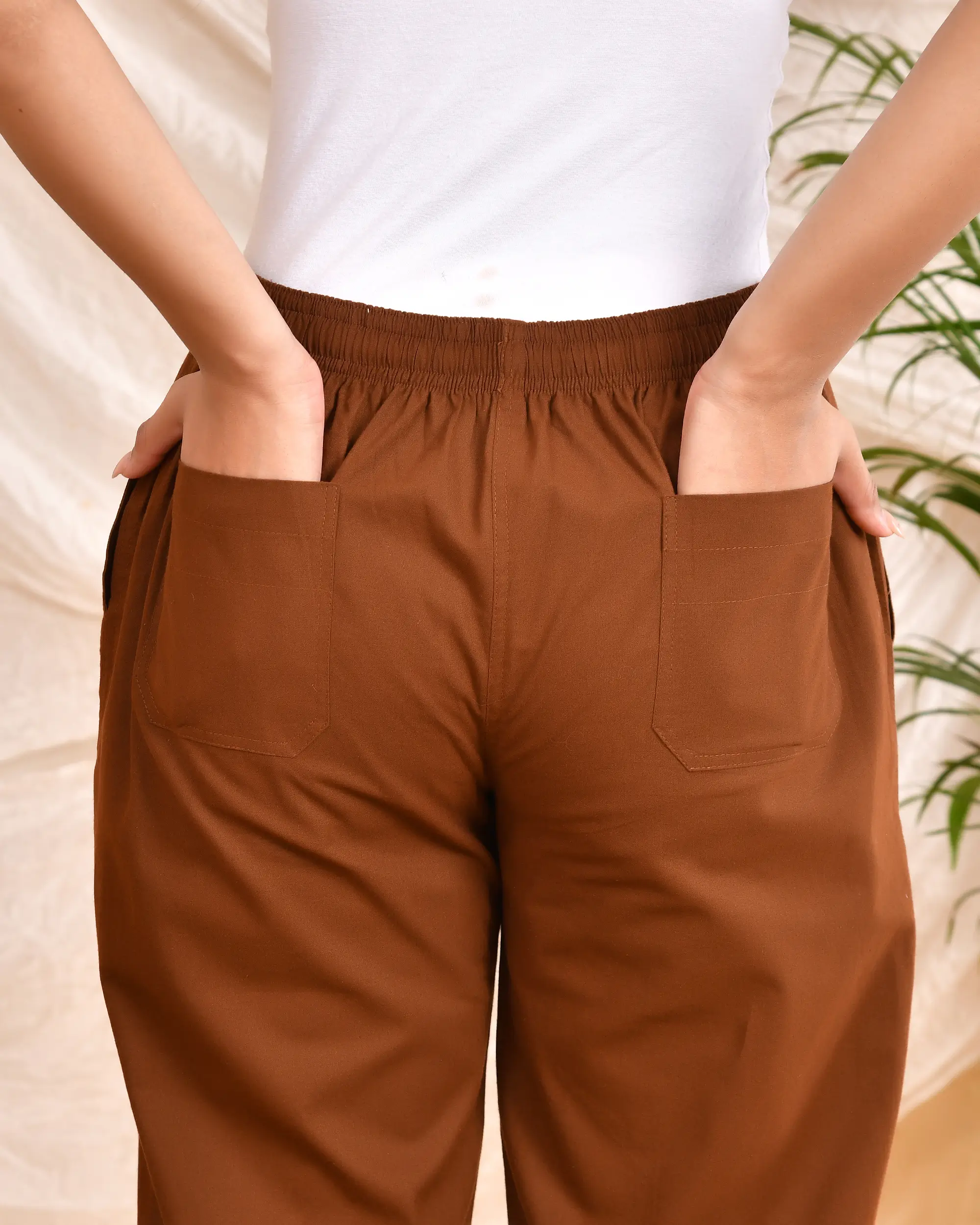 Coffee Brown Solid Straight Pants - Image 10