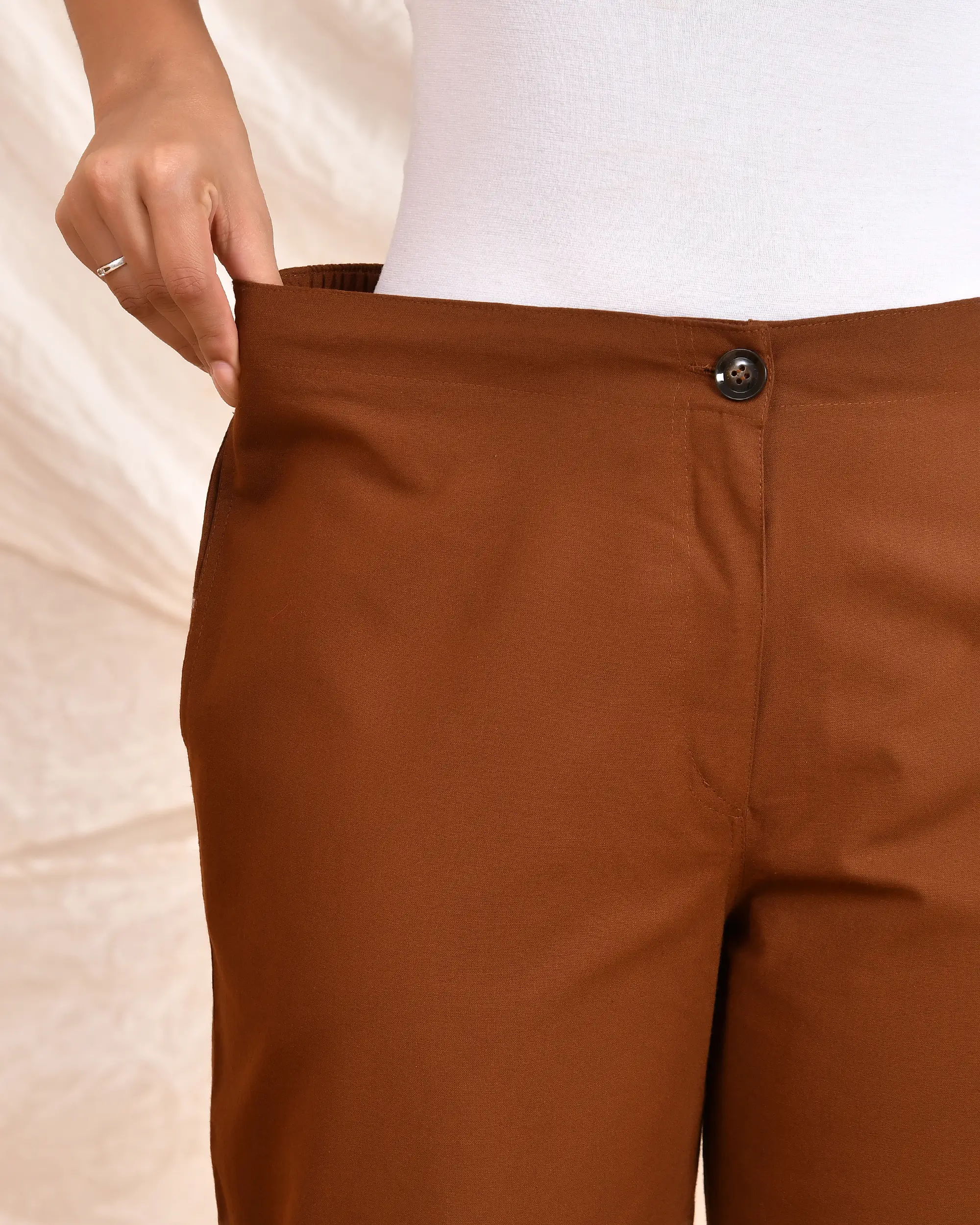 Coffee Brown Solid Straight Pants - Image 12