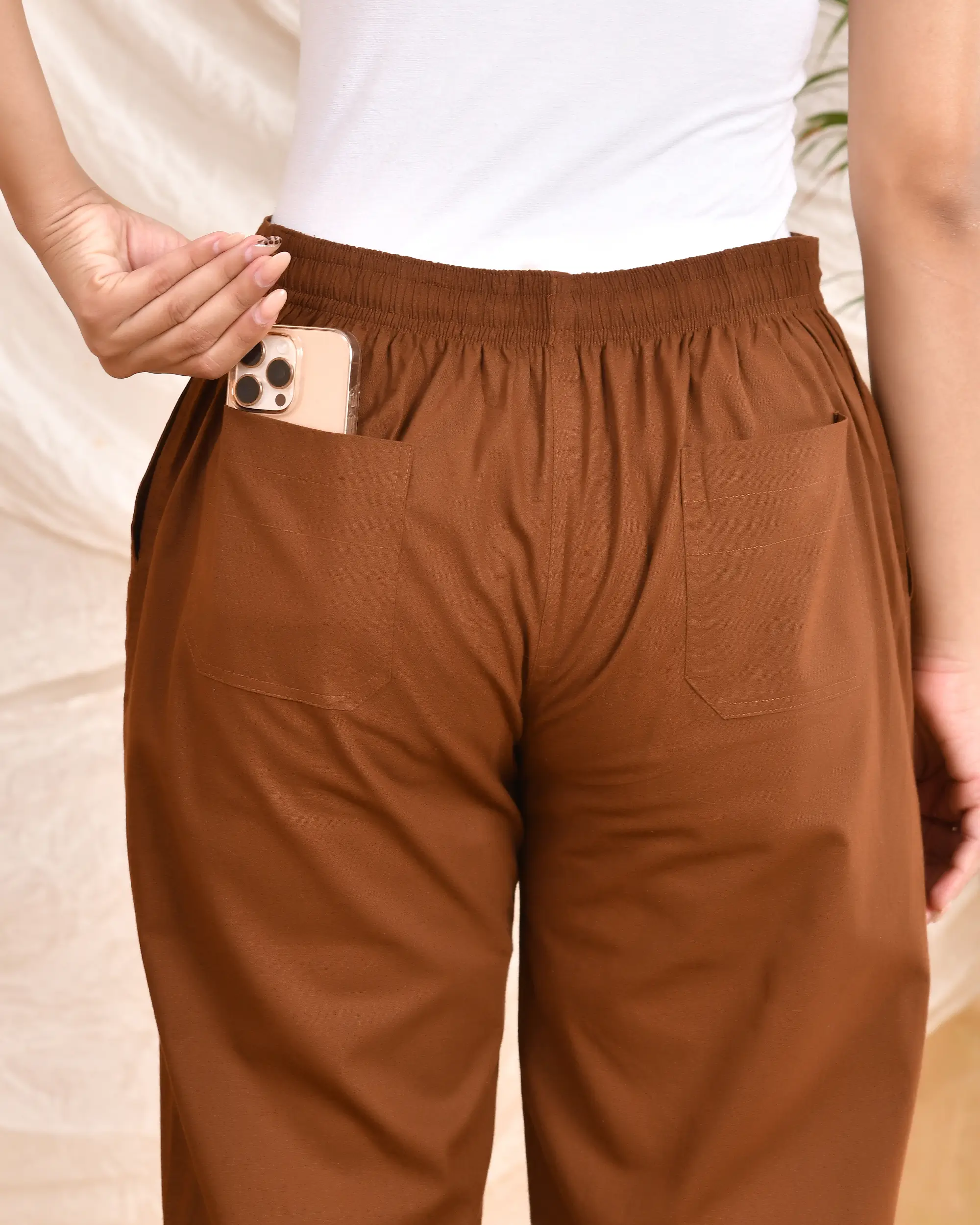 Coffee Brown Solid Straight Pants - Image 8