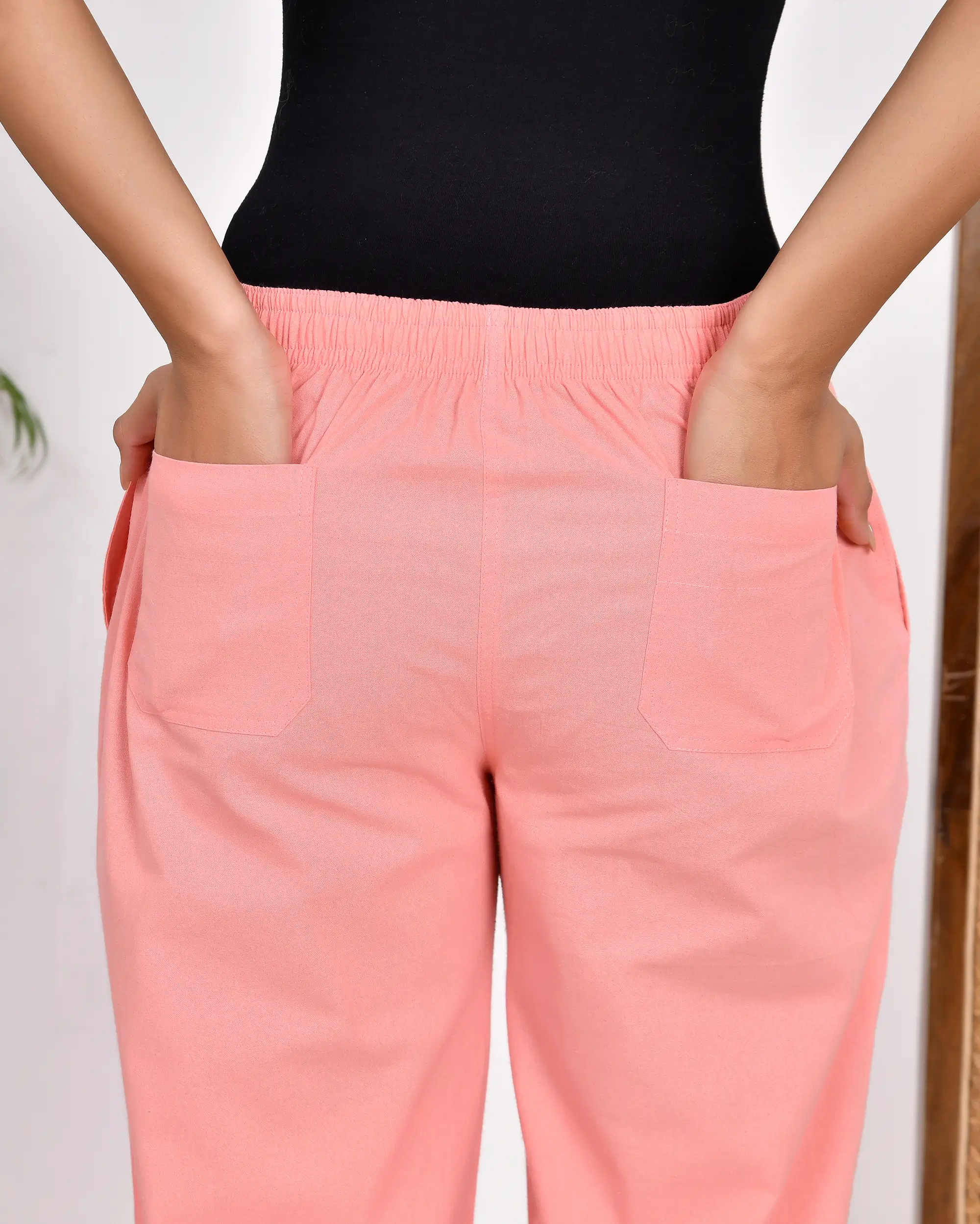 Peach Solid Straight Pants - Image 12