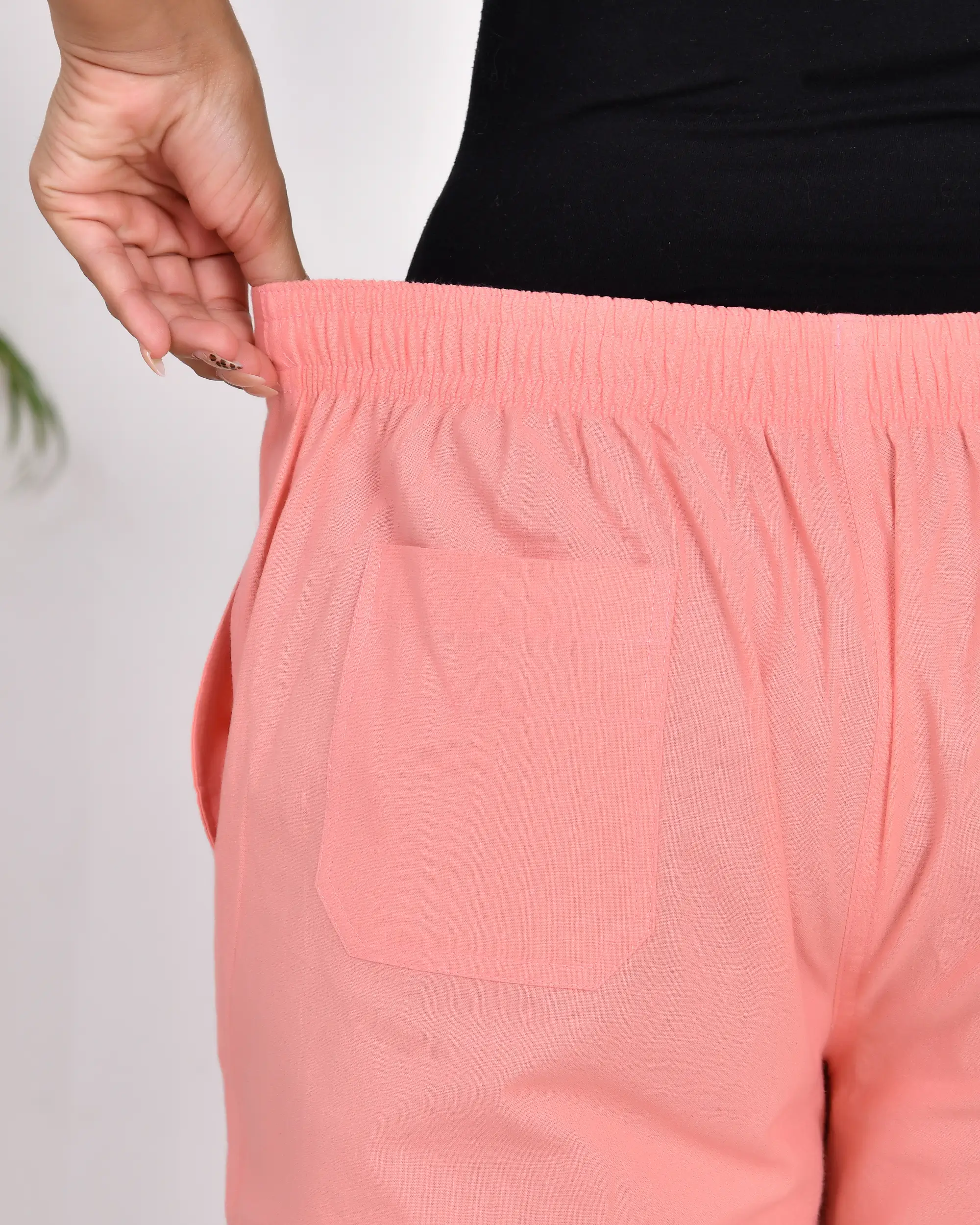 Peach Solid Straight Pants - Image 6