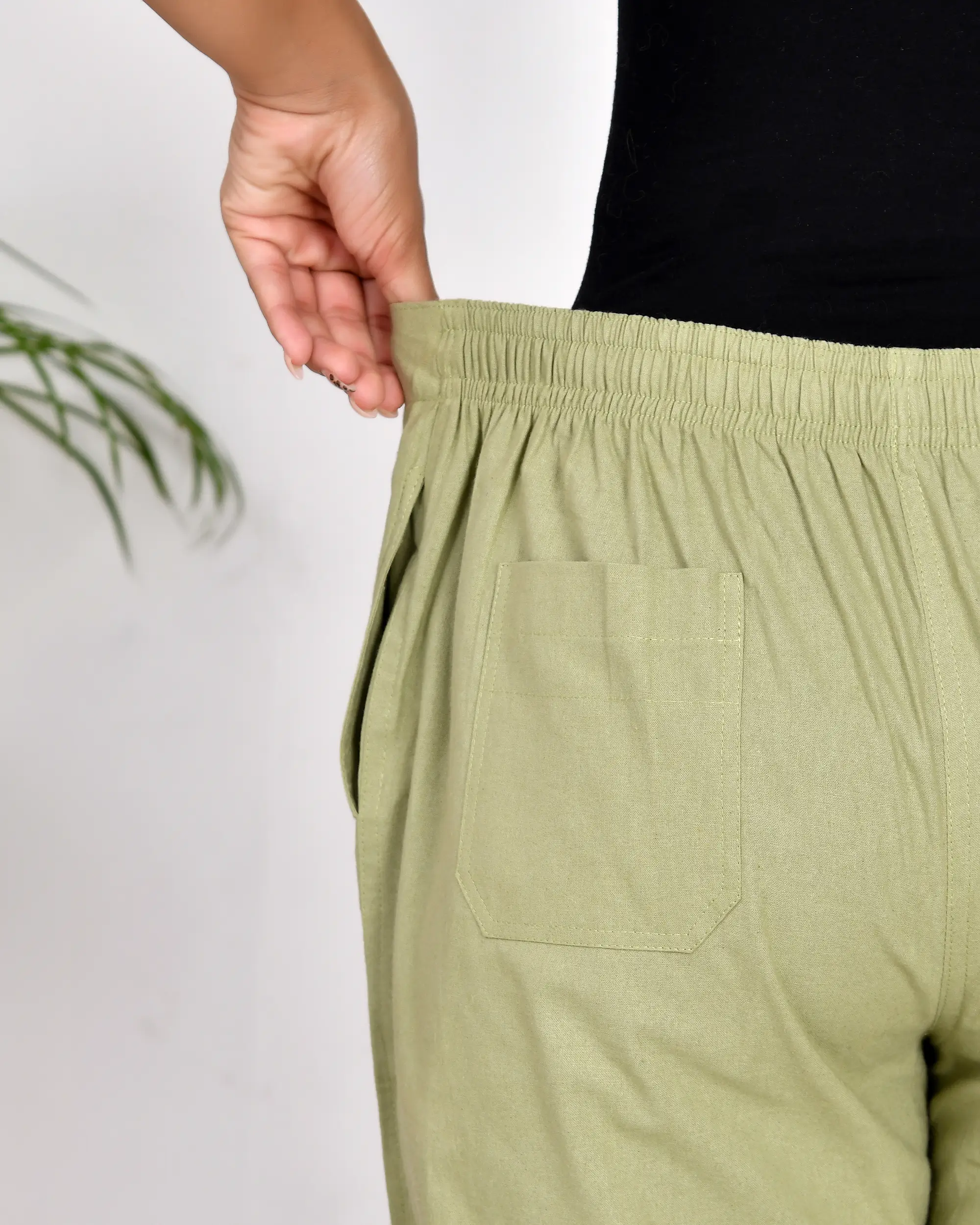 Sage Green Solid Straight Pants - Image 12