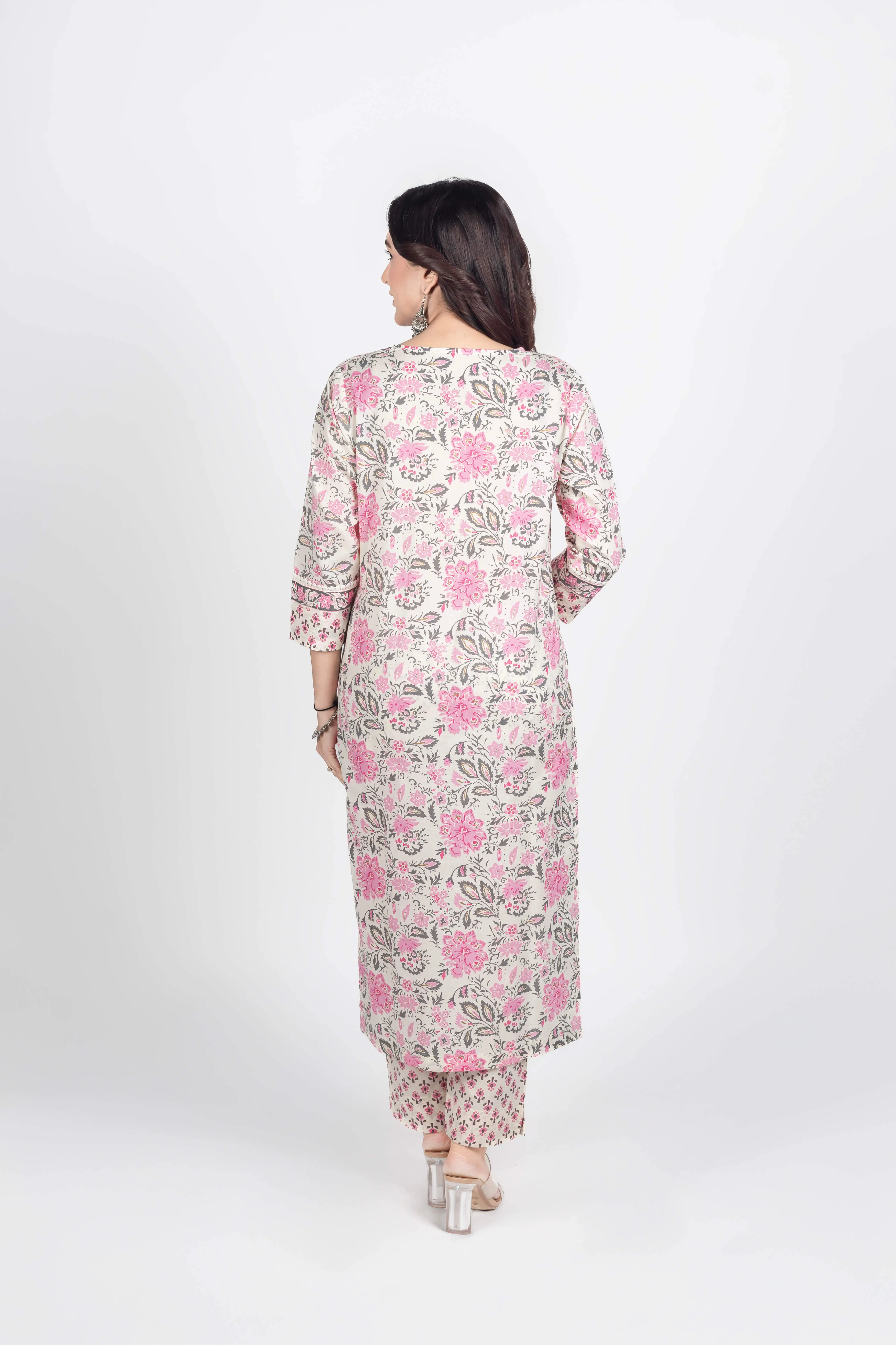 Off-Pink Angrakha Kurti Set - Image 4