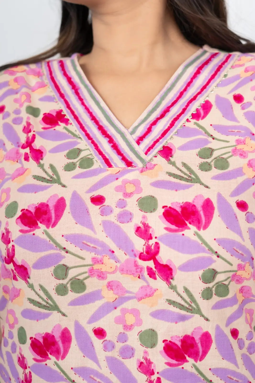 Pink Floral Short Kurti - Image 3