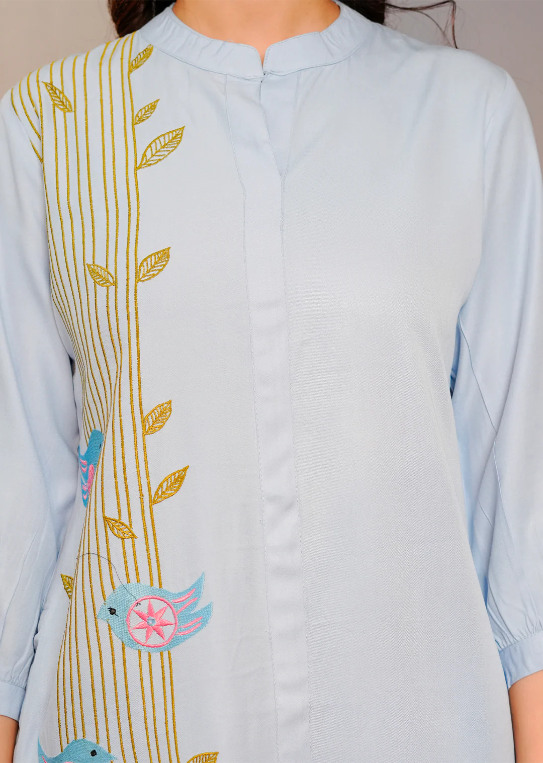 Powder blue Embroidered Co- ords Set - Image 3