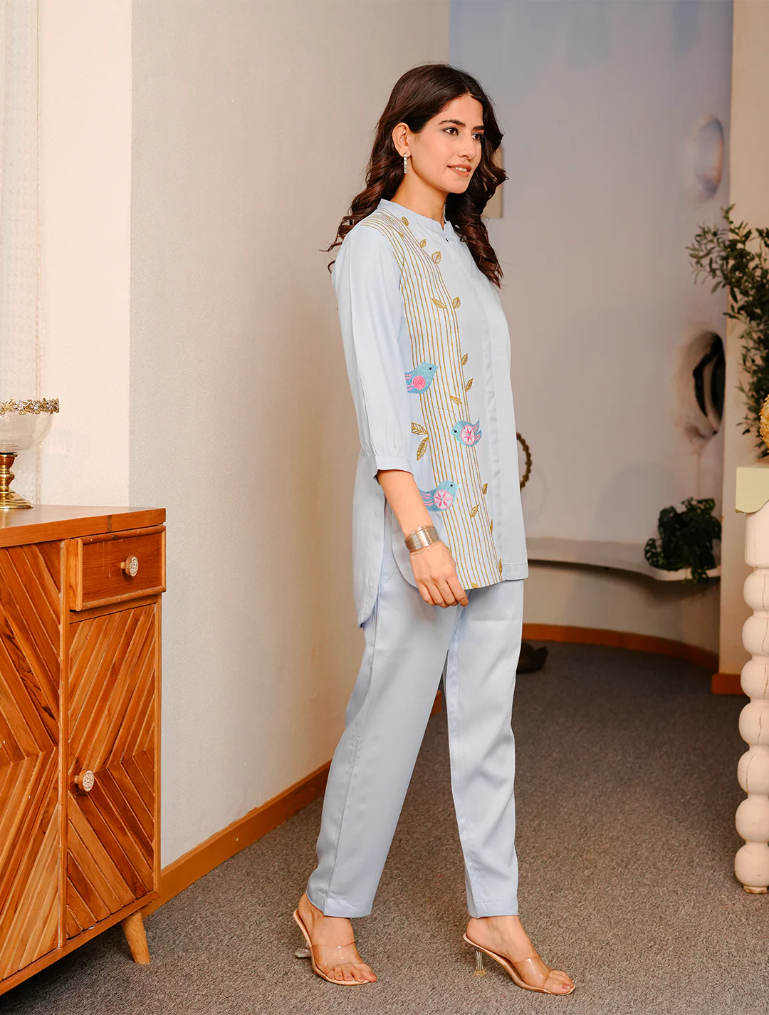 Powder blue Embroidered Co- ords Set - Image 6