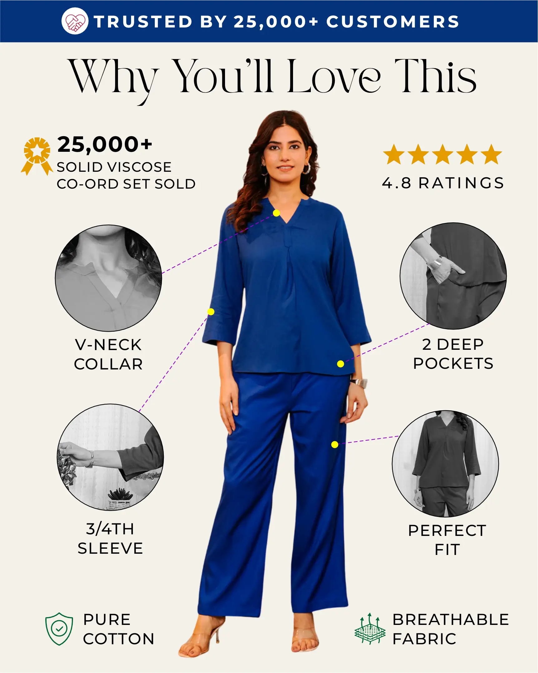 Royal Blue  Viscose co-ord set - Image 2