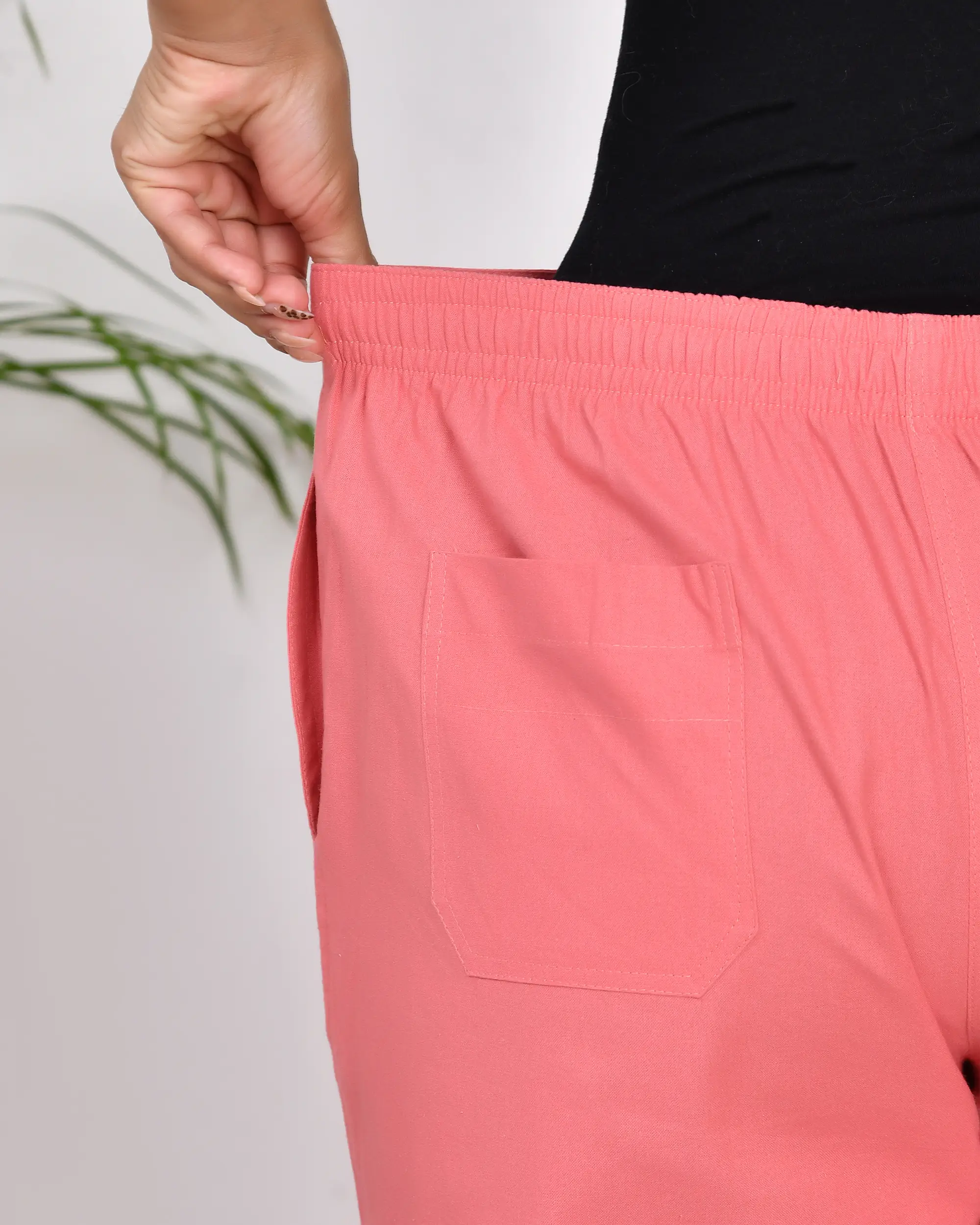 Peach Blossom Solid Straight Pants - Image 10