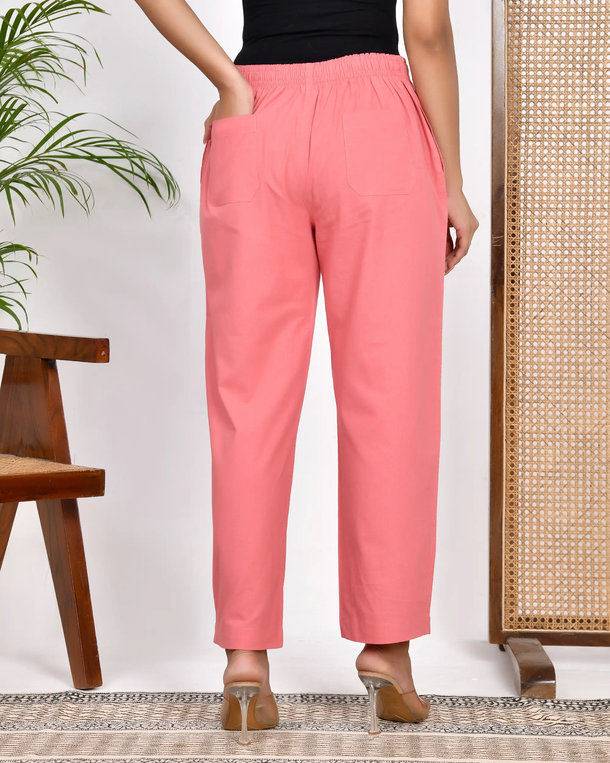 Peach Blossom Solid Straight Pants - Image 7
