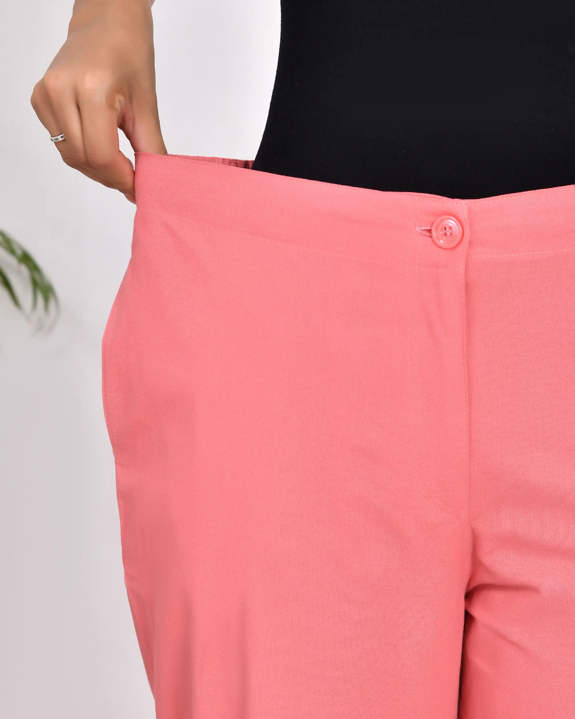 Peach Blossom Solid Straight Pants - Image 9