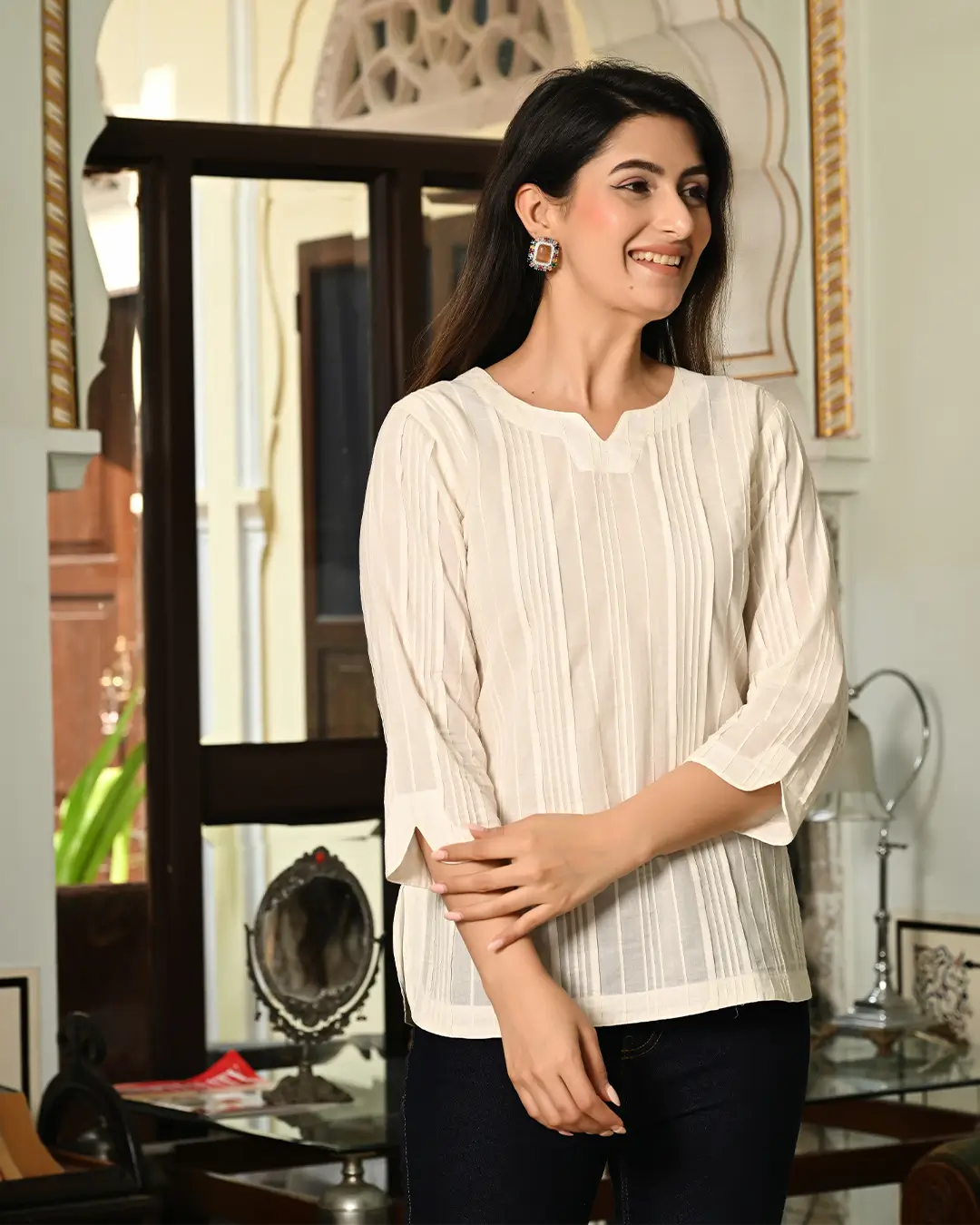 White Everyday Cotton Kurti - Image 6