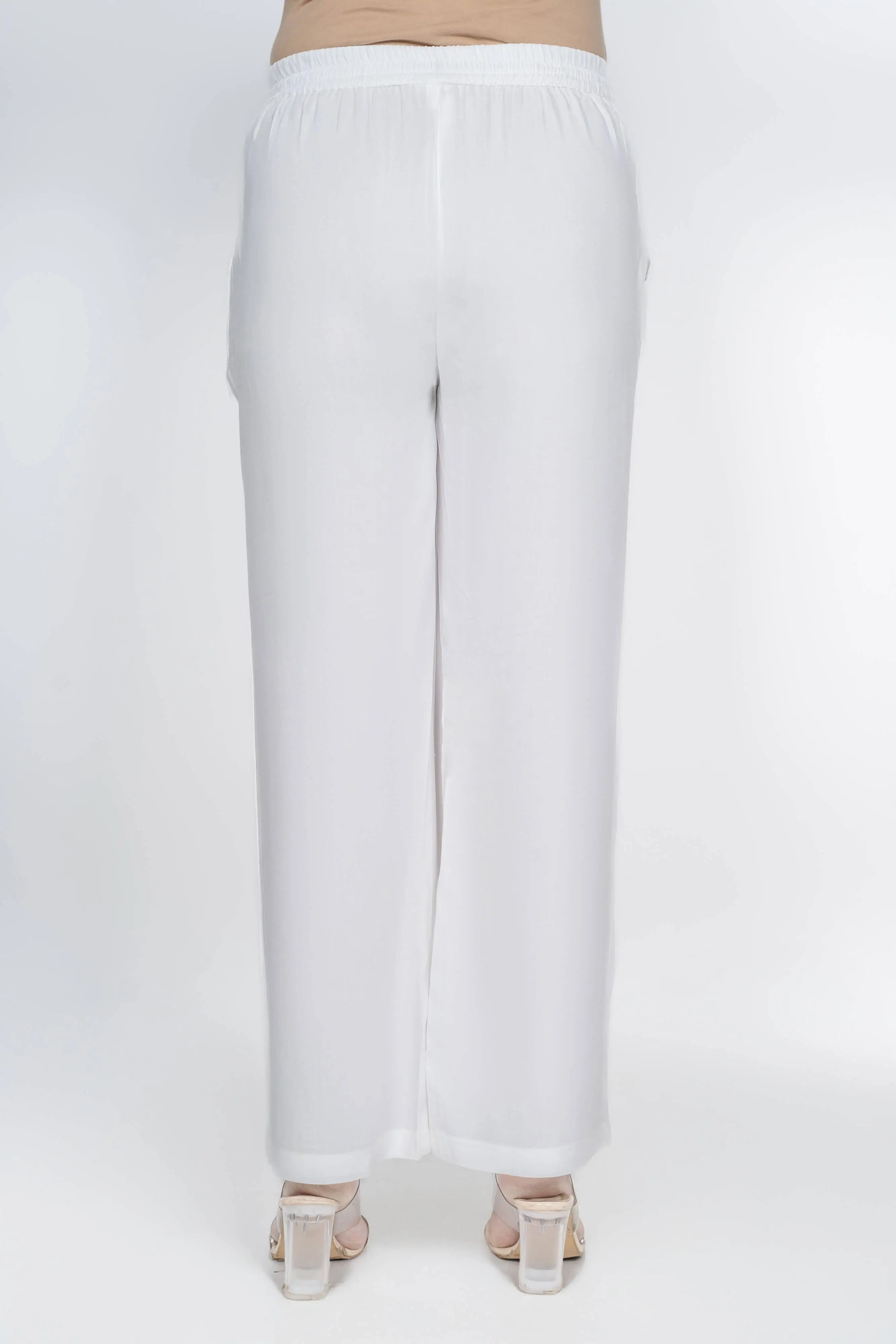 White Solid Palazzo - Image 4