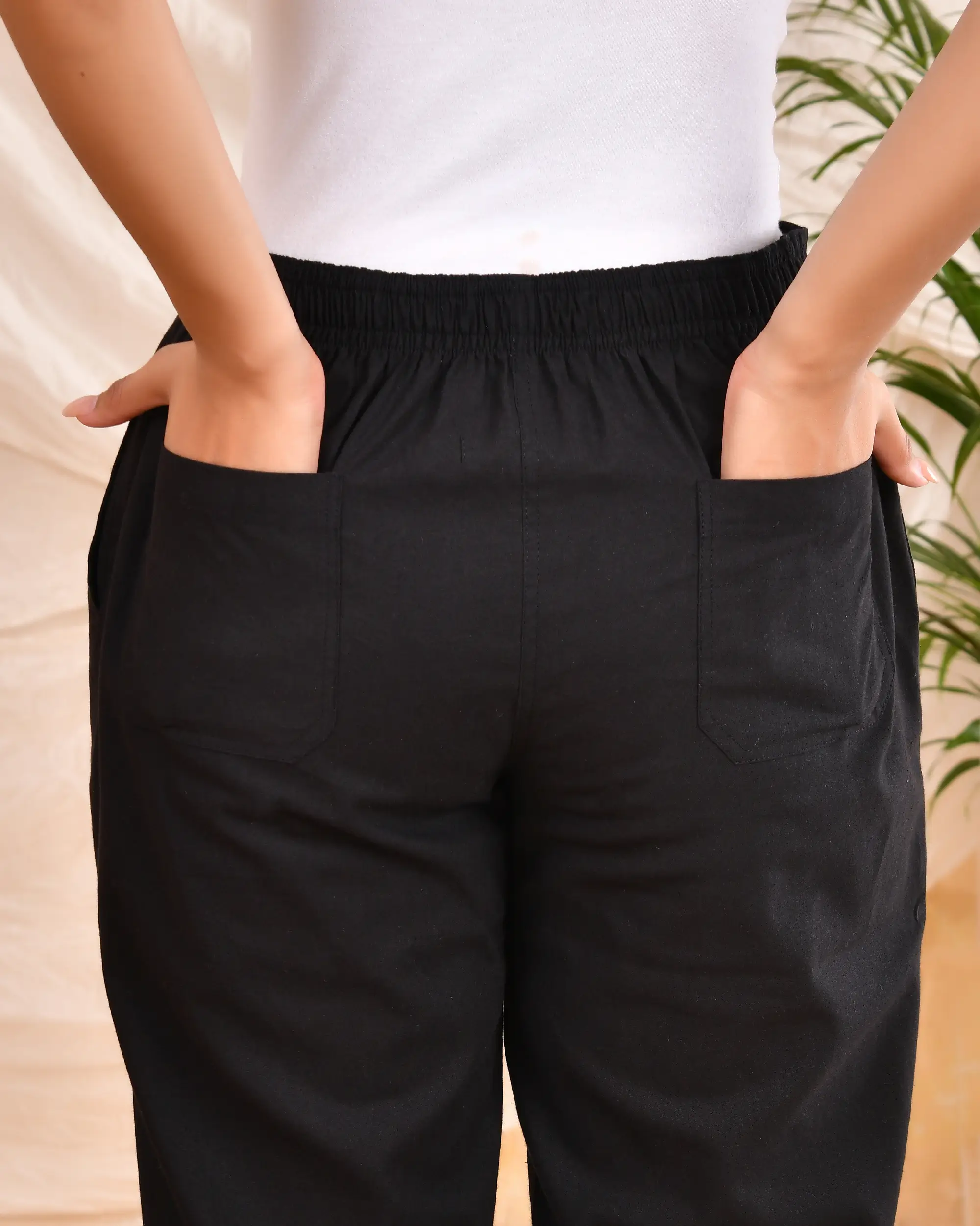 Black Solid Straight Pants - Image 10