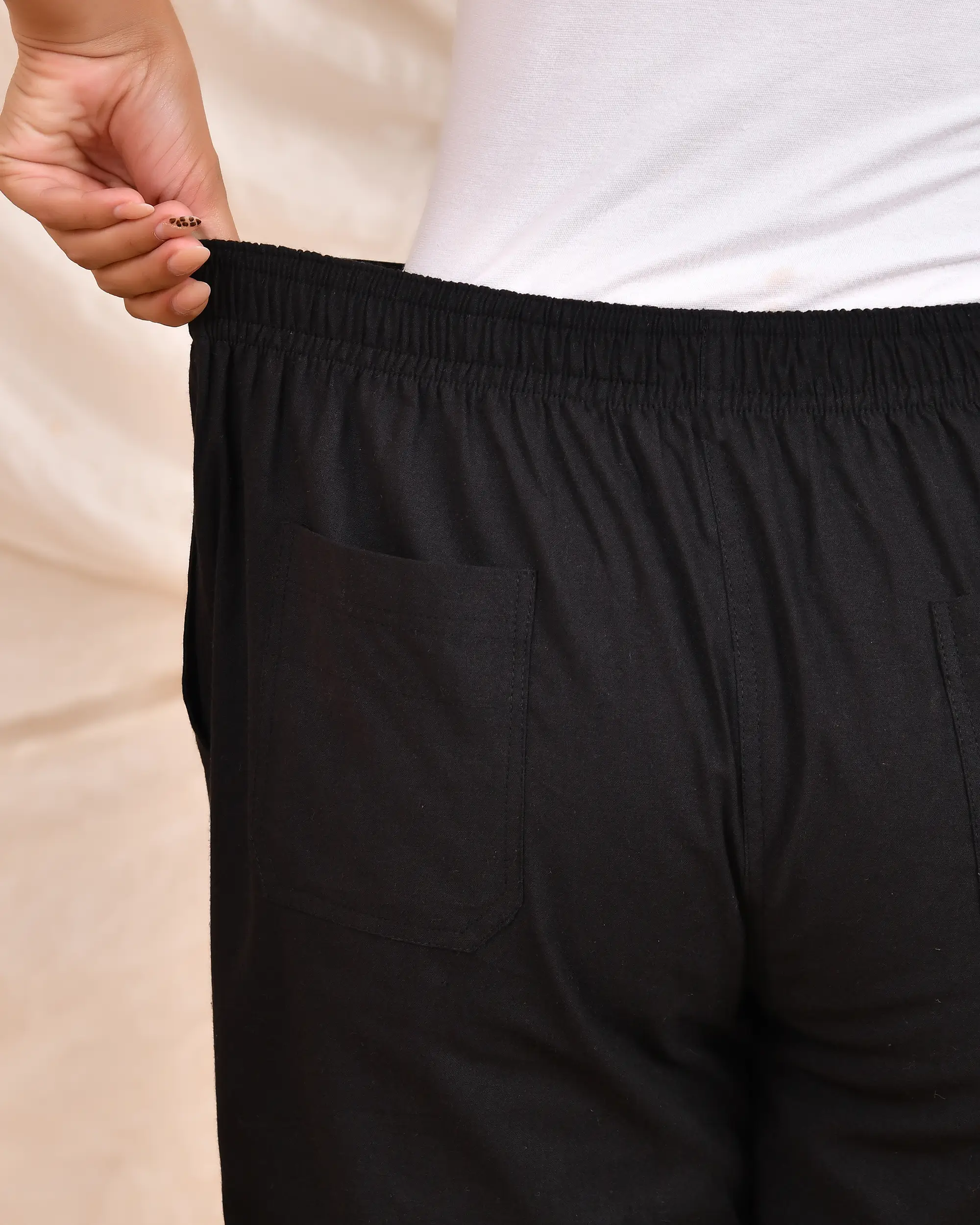 Black Solid Straight Pants - Image 11