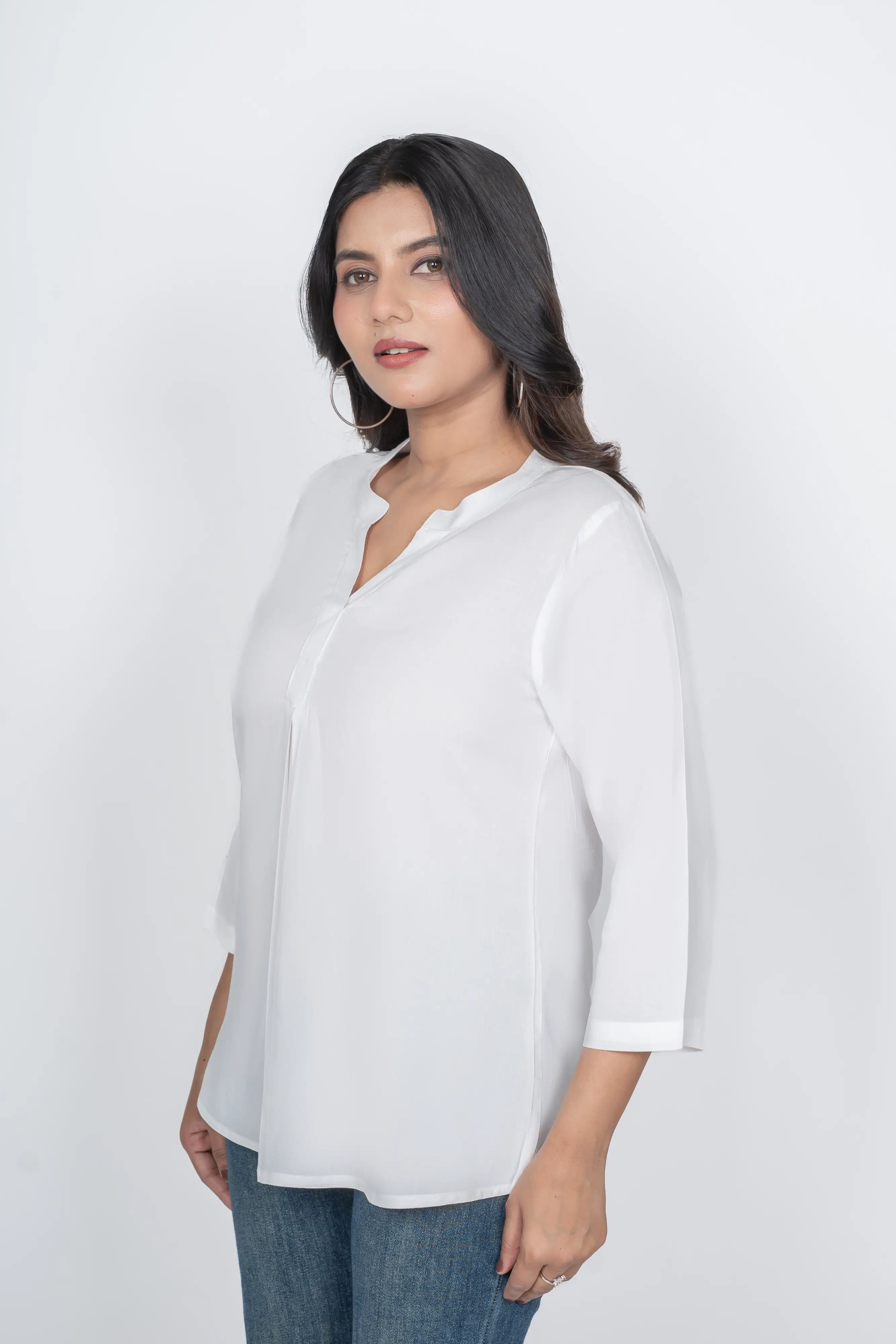 White Viscose Pleated Top - Image 7